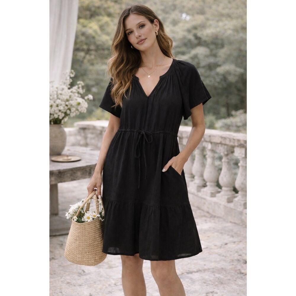 Gap Womens Dress Small Black Midi Minimalist Capsule Citycore Classic Casual